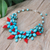 Howlite and quartz beaded statement necklace, 'Summer Blossoming' - Floral Howlite and Quartz Beaded Statement Necklace (image 2c) thumbail
