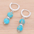 Turquoise beaded dangle earrings, 'Shining Peace' - Sterling Silver Beaded Dangle Earrings with Turquoise Gems (image 2b) thumbail