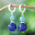 Lapis lazuli and turquoise hoop earrings, 'Shining Duo' - Sterling Silver Hoop Earrings with Lapis Lazuli & Turquoise (image 2) thumbail