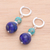 Lapis lazuli and turquoise hoop earrings, 'Shining Duo' - Sterling Silver Hoop Earrings with Lapis Lazuli & Turquoise (image 2b) thumbail