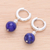 Lapis lazuli hoop earrings, 'Shining Allure' - Sterling Silver Hoop Earrings with Lapis Lazuli Stones (image 2b) thumbail