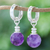 Amethyst hoop earrings, 'Shining Splendor' - Sterling Silver Hoop Earrings with Dangling Amethyst Stones (image 2) thumbail