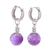 Amethyst hoop earrings, 'Shining Splendor' - Sterling Silver Hoop Earrings with Dangling Amethyst Stones thumbail