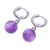 Amethyst hoop earrings, 'Shining Splendor' - Sterling Silver Hoop Earrings with Dangling Amethyst Stones (image 2c) thumbail