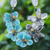 Multi-gemstone beaded necklace, 'Ice Spring' - Floral Multi-Gemstone Beaded Statement Necklace in Blue