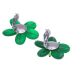 Quartz and cultured pearl beaded clip-on earrings, 'Nature Spring' - Floral Quartz and Cultured Pearl Clip-On Earrings in Green