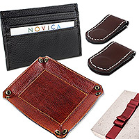 Men's curated gift set, 'Businessman' - Men's Curated Gift Set with 4 Leather Items from Thailand