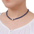 Lapis lazuli beaded necklace, 'Lapis Lazuli Love' - Lapis Lazuli and Karen Silver Beaded Necklace from Thailand (image 2e) thumbail