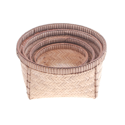 Bamboo and rattan nesting baskets, 'Thai Glamor' (set of 4) - Set of 4 Hand-Woven Bamboo and Rattan Nesting Baskets