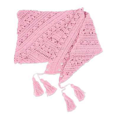 Knit capelet, 'Classic Pink' - Handcrafted Knit Acrylic Capelet in a Solid Pink Hue