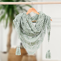 Knit capelet, 'Classic Jade' - Handcrafted Knit Acrylic Capelet in a Solid Jade Hue