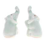 Celadon ceramic incense holder, 'Elephant Enchantment' - Pair of Elephant-Shaped Celadon Ceramic Incense Holders
