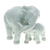 Celadon ceramic figurine, 'Elephant Love' - Handcrafted Celadon Ceramic Elephant Father and Son Figurine