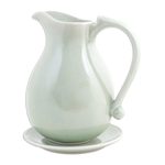 Celadon ceramic pitcher and plate, 'Classicism' - Celadon ceramic pitcher and plate