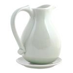 Celadon ceramic pitcher and plate, 'Classicism' - Celadon ceramic pitcher and plate