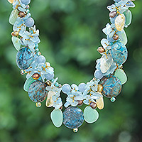 Multi-gemstone beaded waterfall necklace, 'Heaven's Jewels'