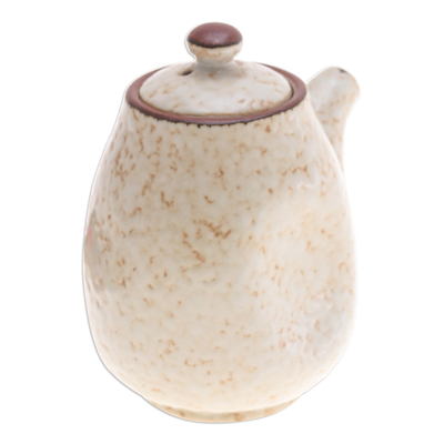 Vinagrera de cerámica - Vinagrera de cerámica marrón y marfil texturizada hecha a mano