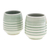 Ceramic cups, 'Green Evenings' (pair) - Pair of Handmade Green Ceramic Cups with a Crackled Finish