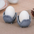 Ceramic egg cups, 'Blue Tulips' (pair) - Pair of Handmade Blue Ceramic Egg Cups in a Crackled Finish