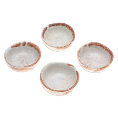 Cuencos de cerámica para condimentos (juego de 4) - Juego de 4 Cuencos para Condimentos de Cerámica Marrón y Marfil