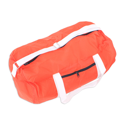 Nesting travel bags, 'Globe Trekker' (set of 2) - Waterproof Wristlet and Duffle Bag Nesting Travel Set