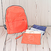 Nesting travel bags, 'Explore Express' (set of 2) - Waterproof Wristlet and Backpack Nesting Travel Bag Set
