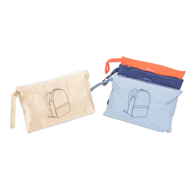 Nesting travel bags, 'Explore Express' (set of 2) - Waterproof Wristlet and Backpack Nesting Travel Bag Set