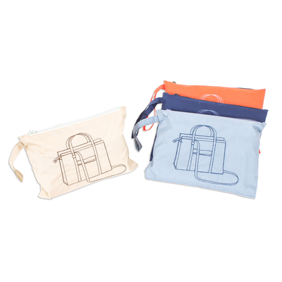 Nesting travel bags, 'Voyage Venture' (set of 2) - Waterproof Wristlet and Tote Nesting Travel Bag Set