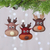 Adornos de fieltro, (juego de 3) - Conjunto de tres adornos de renos de fieltro marrón y rojo