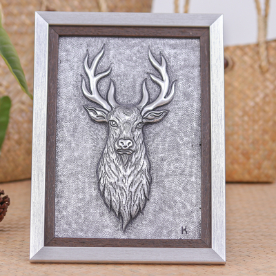 aluminium relief panel, 'Stag Red Deer' - aluminium Relief Panel of Male Red Deer for Wall or Tabletop