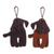 Llaveros de cuero, (juego de 2) - Juego de dos llaveros de cuero con temática de perros en tonos marrones