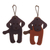 Leather keychains, 'Chocolate Canines' (set of 2) - Set of Two Dog-Themed Leather Keychains in Brown Hues