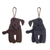 Leather keychains, 'Night Canines' (set of 2) - Set of Two Dog-Themed Leather Keychains in Dark Hues