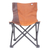 Leather folding chair, ‘Forest Comfort’ - Handcrafted Leather and Steel Folding Chair in Orange Hues