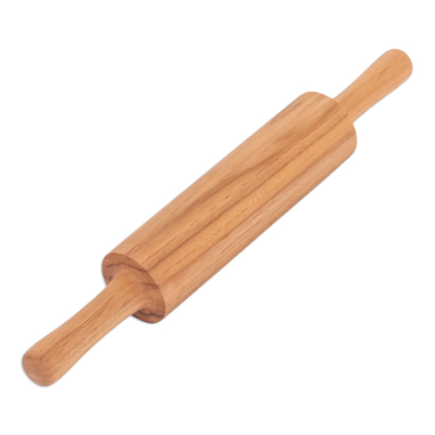 Teak rolling pin, 'Cooking Ally' - Hand-Carved Teakwood Rolling Pin with Natural Grain