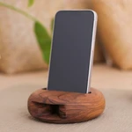 Teak phone speaker, 'Dorayaki' - Round Teakwood Phone Speaker Hand-Carved in Thailand