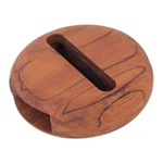 Teak phone speaker, 'Dorayaki' - Round Teakwood Phone Speaker Hand-Carved in Thailand