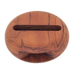 Teak phone speaker, 'Dorayaki' - Round Teakwood Phone Speaker Hand-Carved in Thailand