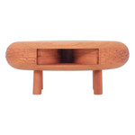 Wood phone speaker, 'Ovoid Traces' - Hand-Carved Ovoid Teak Wood Phone Speaker from Thailand