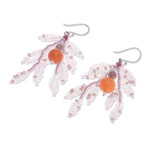 Multi-gemstone beaded dangle earrings, 'Chic Flair' - Dangle Earrings with Quartz Agate Garnet & 925 Silver Hooks