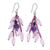 Multi-gemstone beaded dangle earrings, 'Chic Style' - Dangle Earrings with Amethyst Agate Garnet & Silver Hooks thumbail