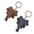 Leather keychains, 'Night Trunks' (set of 2) - Set of Two Elephant-Themed Leather Keychains in Dark Hues