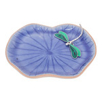 Celadon ceramic catchall, 'Dreamy Dragonfly' - Handcrafted Blue Dragonfly-Themed Celadon Ceramic Catchall