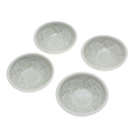 Celadon ceramic appetizer bowls, 'Elephant Herd' (set of 4) - 4 Green Celadon Ceramic Elephant Themed Appetizer Bowls