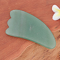 Facial massage stone, 'Gua Sha in Green' - Aventurine Gua Sha Facial Massage Stone from Thailand