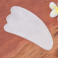 Facial massage stone, 'Gua Sha in White' - Quartz Gua Sha Facial Massage Stone from Thailand