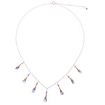 Gold-plated iolite and amethyst waterfall necklace, 'Ocean Chic' - 24k Gold-Plated Iolite and Amethyst Waterfall Necklace