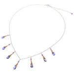 Gold-plated iolite and amethyst waterfall necklace, 'Ocean Chic' - 24k Gold-Plated Iolite and Amethyst Waterfall Necklace