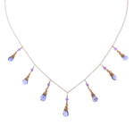 Gold-plated iolite and amethyst waterfall necklace, 'Ocean Chic' - 24k Gold-Plated Iolite and Amethyst Waterfall Necklace