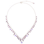 Gold-plated amethyst and garnet waterfall necklace, 'Stylish Rose' - 24k Gold-Plated Amethyst and Garnet Waterfall Necklace